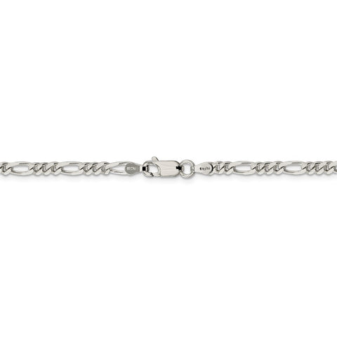 Sterling Silver Rhodium-plated 4mm Figaro Chain-WBC-QFG100R-28