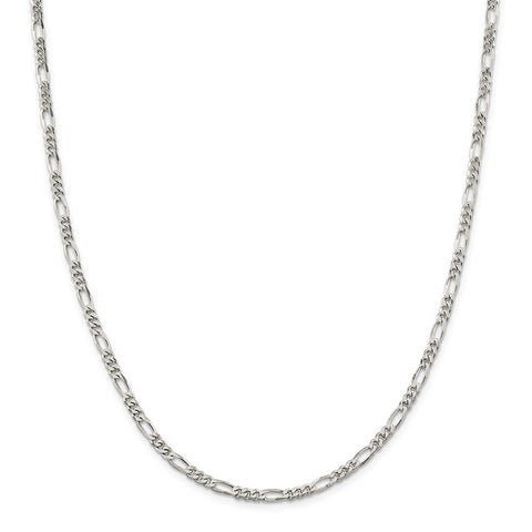 Sterling Silver Rhodium-plated 4mm Figaro Chain-WBC-QFG100R-24