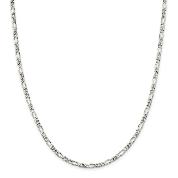 Sterling Silver Rhodium-plated 4mm Figaro Chain-WBC-QFG100R-20