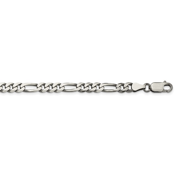 Sterling Silver Antiqued 5.5mm Figaro Chain-WBC-QFG150A-24