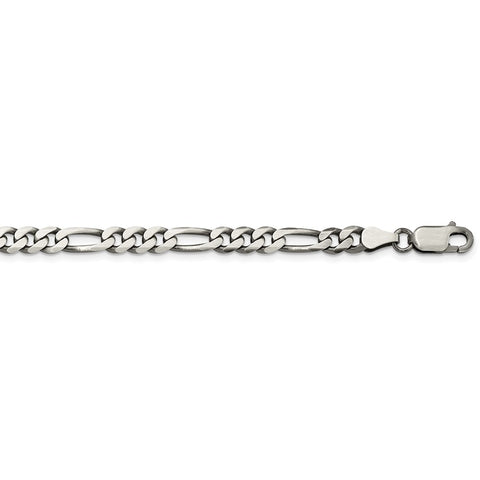 Sterling Silver Antiqued 5.5mm Figaro Chain-WBC-QFG150A-22