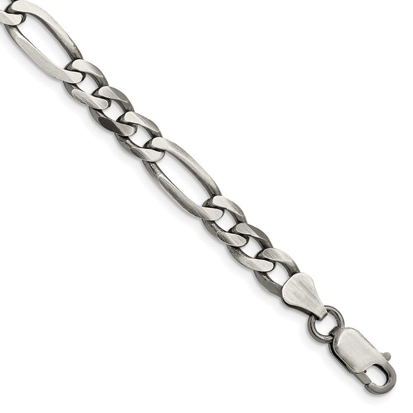 Sterling Silver Antiqued 6.5mm Figaro Chain-WBC-QFG180A-9