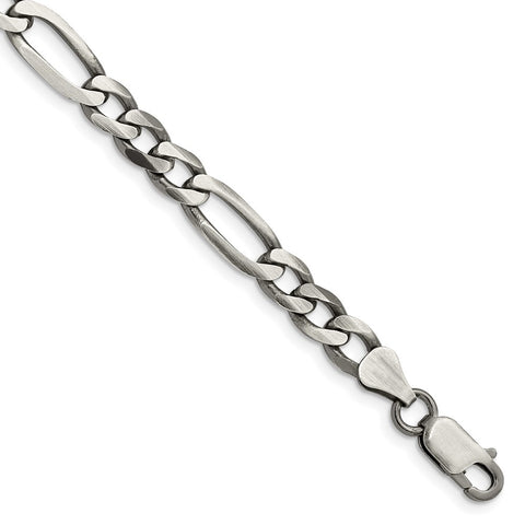 Sterling Silver Antiqued 6.5mm Figaro Chain-WBC-QFG180A-8