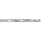 Sterling Silver Antiqued 6.5mm Figaro Chain-WBC-QFG180A-26