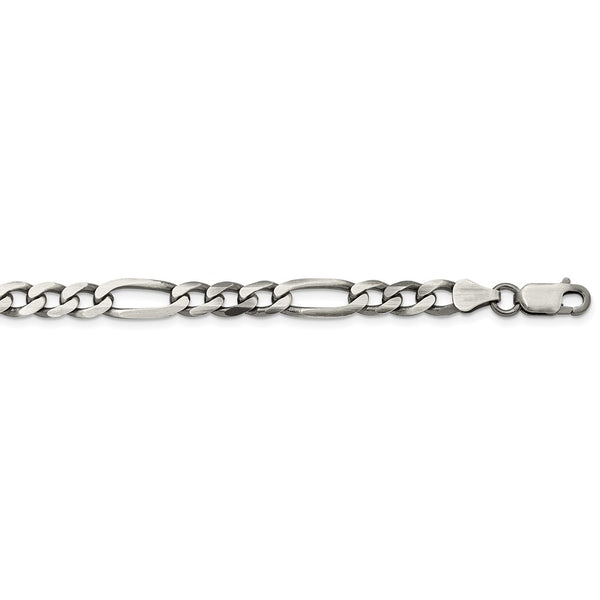 Sterling Silver Antiqued 6.5mm Figaro Chain-WBC-QFG180A-24