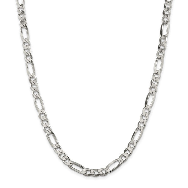 Sterling Silver 6.75mm Figaro Chain-WBC-QFG180-36