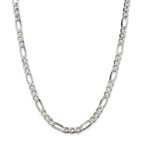 Sterling Silver 6.75mm Figaro Chain-WBC-QFG180-28