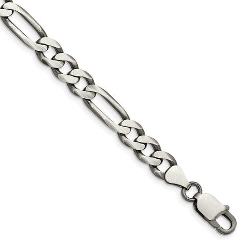 Sterling Silver Antiqued 7.5mm Figaro Chain-WBC-QFG200A-9