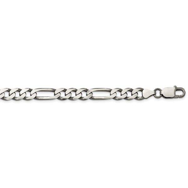 Sterling Silver Antiqued 7.5mm Figaro Chain-WBC-QFG200A-28