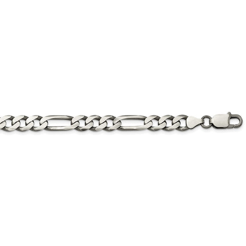 Sterling Silver Antiqued 7.5mm Figaro Chain-WBC-QFG200A-28