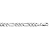 Sterling Silver Rhodium-plated 7.5mm Figaro Chain-WBC-QFG200R-28