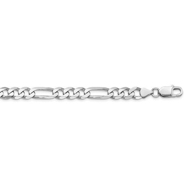 Sterling Silver Rhodium-plated 7.5mm Figaro Chain-WBC-QFG200R-28