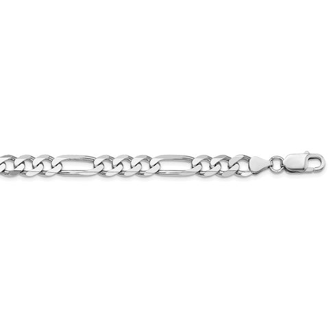 Sterling Silver Rhodium-plated 7.5mm Figaro Chain-WBC-QFG200R-28