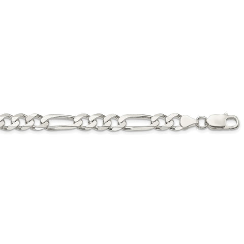 Sterling Silver 7.5mm Figaro Chain-WBC-QFG200-28