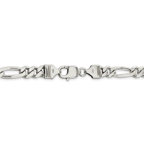 Sterling Silver Rhodium-plated 7.75mm Figaro Chain-WBC-QFG220R-22