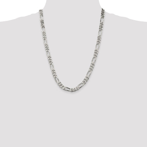 Sterling Silver 8mm Figaro Chain-WBC-QFG220-24