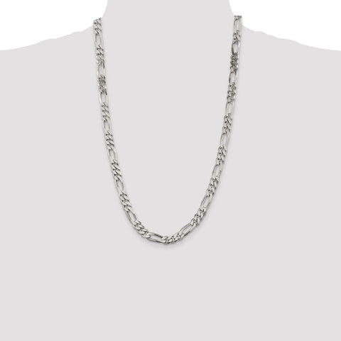 Sterling Silver 8mm Figaro Chain-WBC-QFG220-26