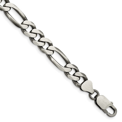 Sterling Silver Antiqued 7.75mm Figaro Chain-WBC-QFG220A-9
