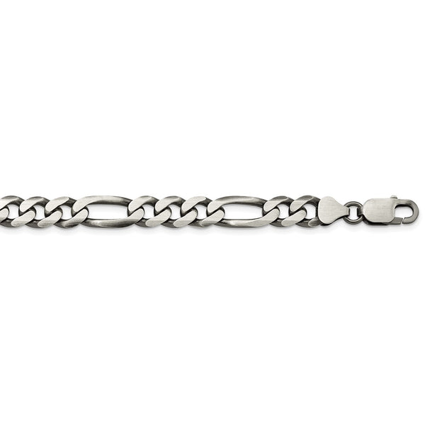 Sterling Silver Antiqued 7.75mm Figaro Chain-WBC-QFG220A-24