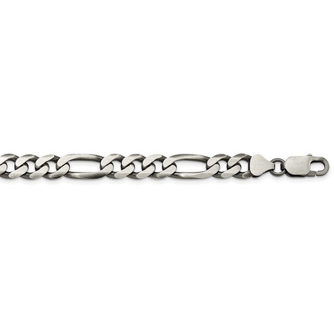 Sterling Silver Antiqued 7.75mm Figaro Chain-WBC-QFG220A-26