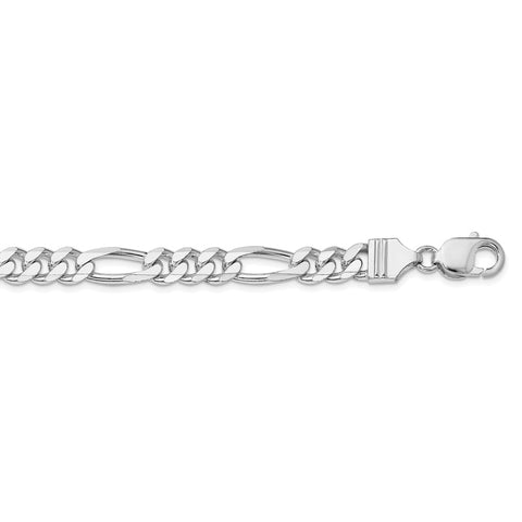 Sterling Silver Rhodium-plated 7.75mm Figaro Chain-WBC-QFG220R-28