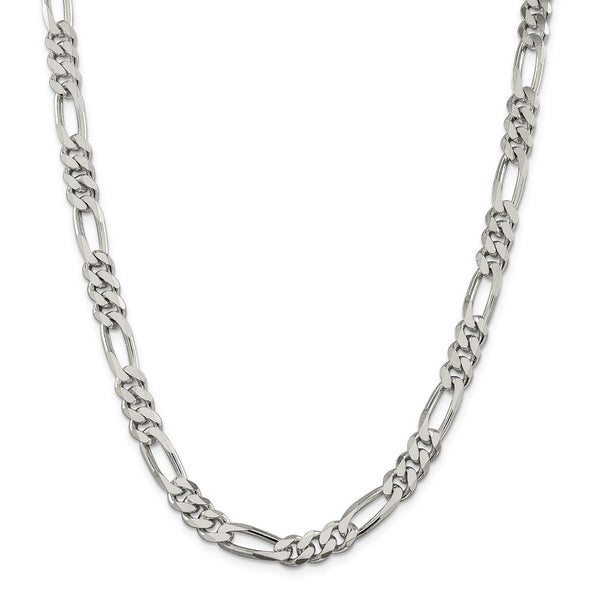 Sterling Silver Rhodium-plated 7.75mm Figaro Chain-WBC-QFG220R-26