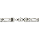 Sterling Silver Rhodium-plated 9mm Figaro Chain-WBC-QFG250R-24