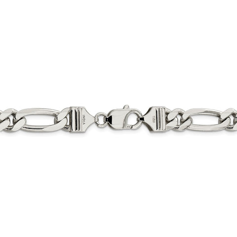 Sterling Silver Rhodium-plated 9mm Figaro Chain-WBC-QFG250R-24