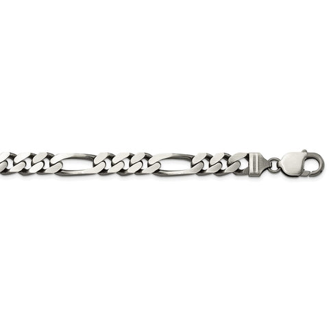 Sterling Silver Antiqued 9mm Figaro Chain-WBC-QFG250A-28