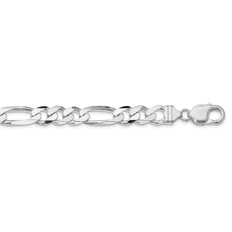 Sterling Silver Rhodium-plated 9mm Figaro Chain-WBC-QFG250R-22