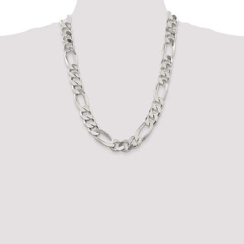 Sterling Silver 15mm Figaro Chain-WBC-QFG400-24