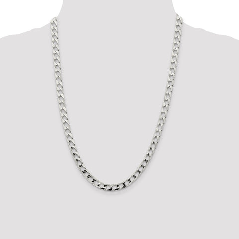 Sterling Silver 6.25mm Flat Open Curb Chain-WBC-QFOC220-24