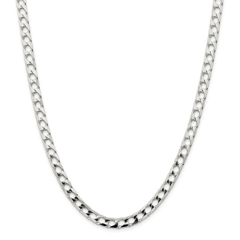 Sterling Silver 6.25mm Flat Open Curb Chain-WBC-QFOC220-24