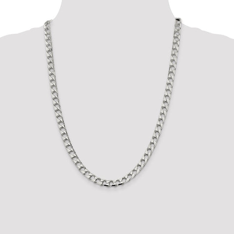 Sterling Silver 6.75mm Flat Open Curb Chain-WBC-QFOC250-24