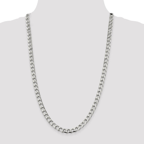 Sterling Silver 6.75mm Flat Open Curb Chain-WBC-QFOC250-26