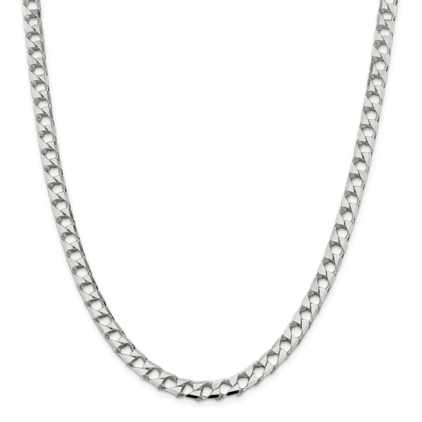 Sterling Silver 6.75mm Flat Open Curb Chain-WBC-QFOC250-24