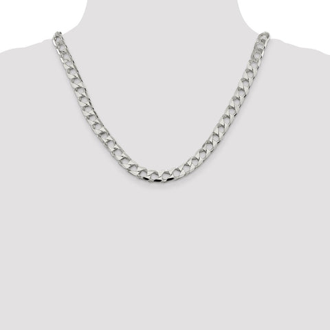 Sterling Silver 8.6mm Flat Open Curb Chain-WBC-QFOC300-20