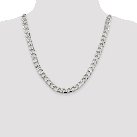 Sterling Silver 8.6mm Flat Open Curb Chain-WBC-QFOC300-22