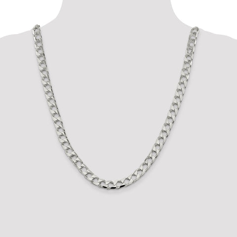 Sterling Silver 8.6mm Flat Open Curb Chain-WBC-QFOC300-24