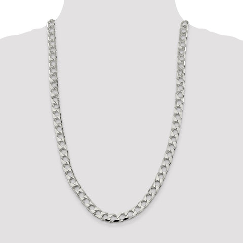 Sterling Silver 8.6mm Flat Open Curb Chain-WBC-QFOC300-26