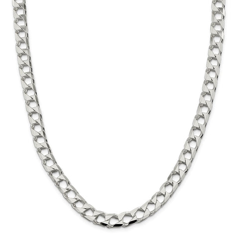 Sterling Silver 8.6mm Flat Open Curb Chain-WBC-QFOC300-24