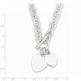 Sterling Silver Engraveable Heart Disc on Fancy Link Toggle Bracelet-WBC-QG1148-7.75