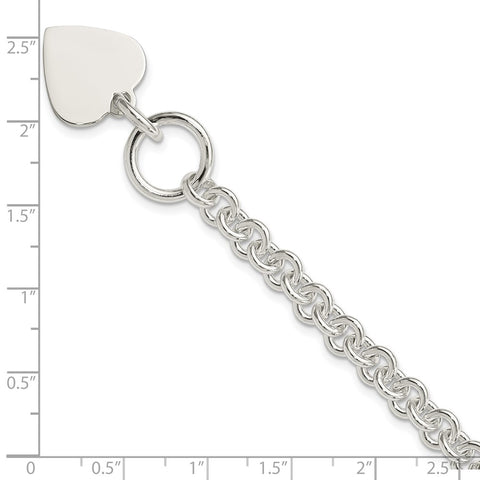 Sterling Silver Engraveable Heart Disc on Fancy Link Toggle Bracelet-WBC-QG1149-8.75