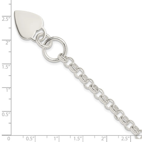 Sterling Silver Engraveable Heart Disc on Fancy Link Toggle Bracelet-WBC-QG1150-8.75