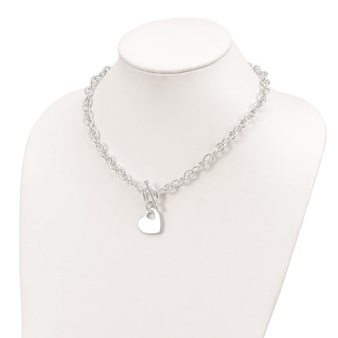 Sterling Silver Engraveable Heart Disc on Fancy Link Toggle Necklace-WBC-QG1153-18
