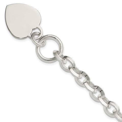 Sterling Silver Engraveable Heart Disc on Fancy Link Toggle Bracelet-WBC-QG1155-7.75