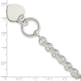 Sterling Silver Engraveable Heart Disc on Fancy Link Toggle Bracelet-WBC-QG1156-7.75