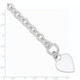 Sterling Silver Engraveable Heart Disc on Fancy Link Toggle Bracelet-WBC-QG1161-7.75