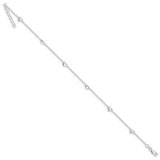 Sterling Silver 10inch Plus 1in Ext Polished Puffed Heart Anklet-WBC-QG1223-10