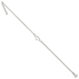 Sterling Silver 9inch Plus 1 in ext. Polished Triple Heart Anklet-WBC-QG1224-10